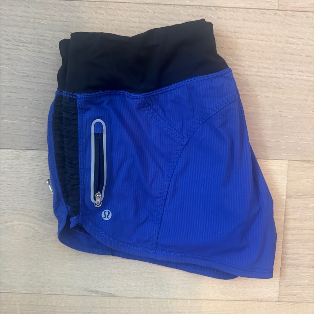 Lululemon  Blue and Black Tracker Shorts 6